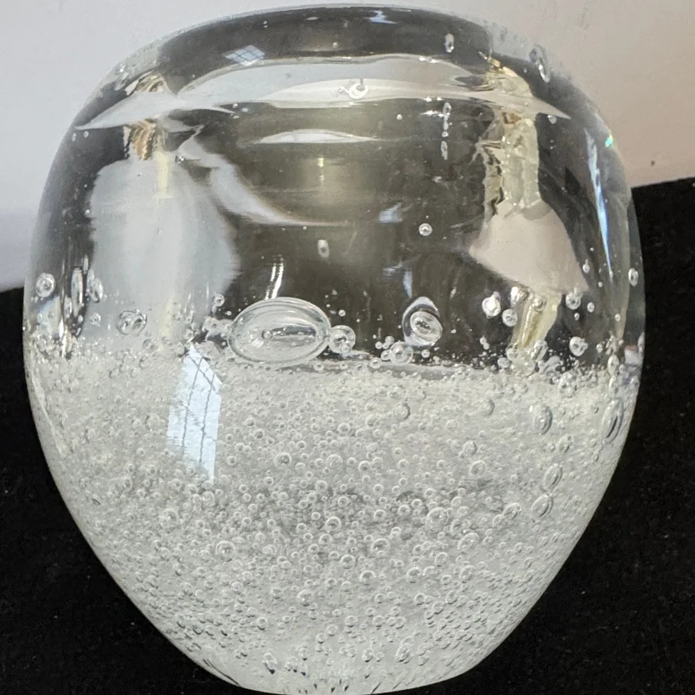 Vintage Sommerso style art glass votive candle holder (heavy)